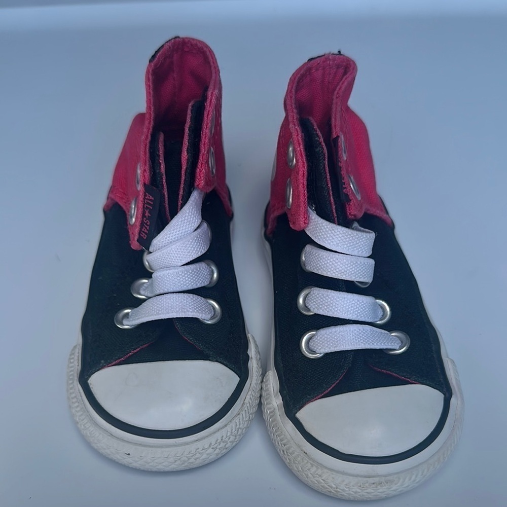 Converse Black and Pink High-Top Sneakers Classic Design